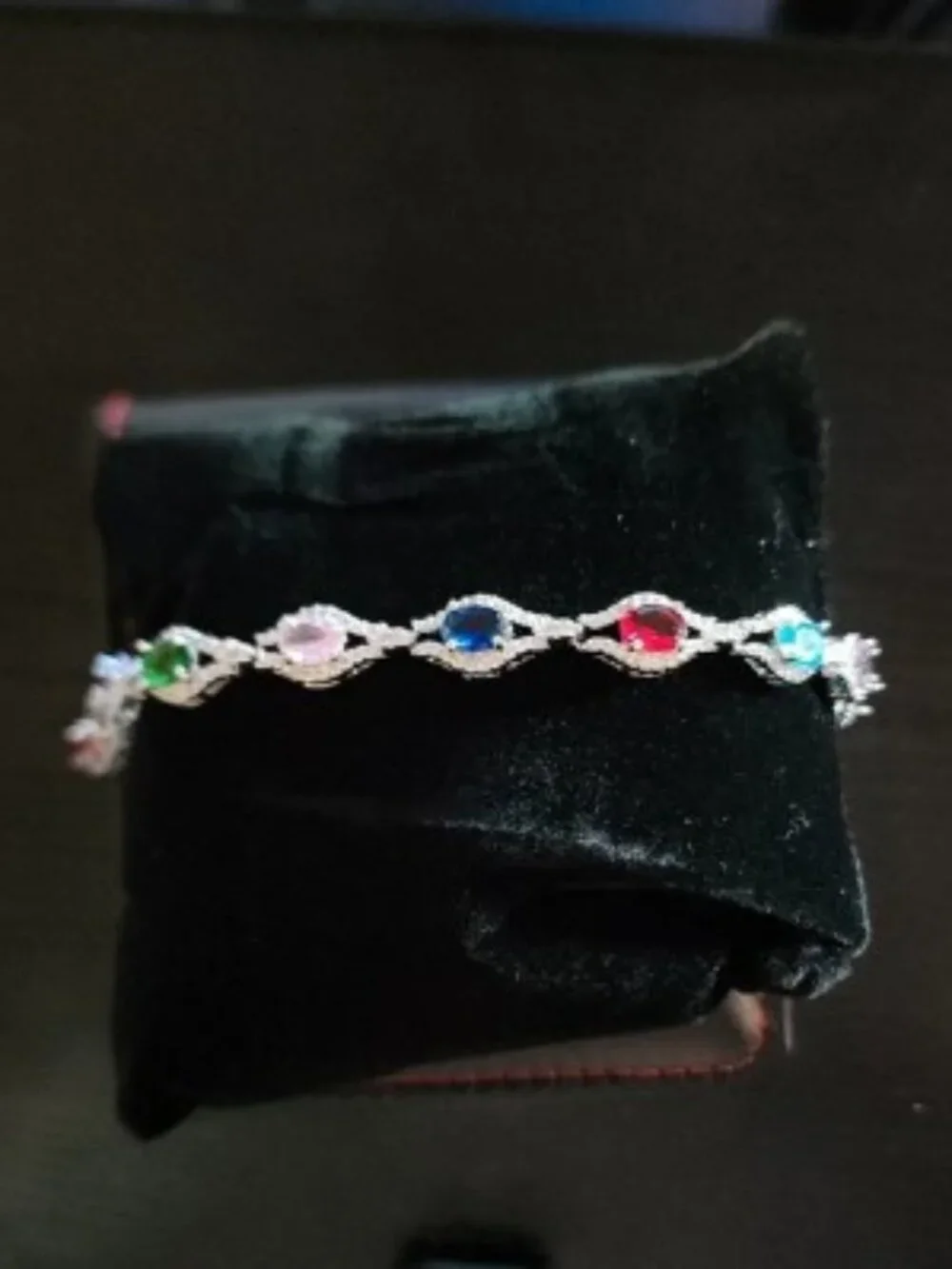 Multi-Color Crystal Link Bracelet - Women's Silver Tone Jewelry